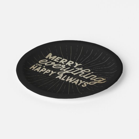 Merry Alles & een Happy Always Holiday Party Papieren Bordje (Gekanteld)