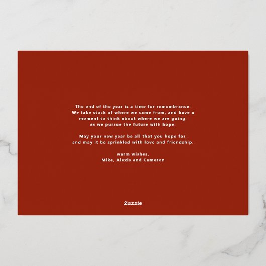 Merry Alles en Happy Altijd Foto Folie Feestdagenkaart (Achterkant)