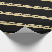 Merry Alles Faux Gold Glitter Stripes Holiday Cadeaupapier (Hoek)