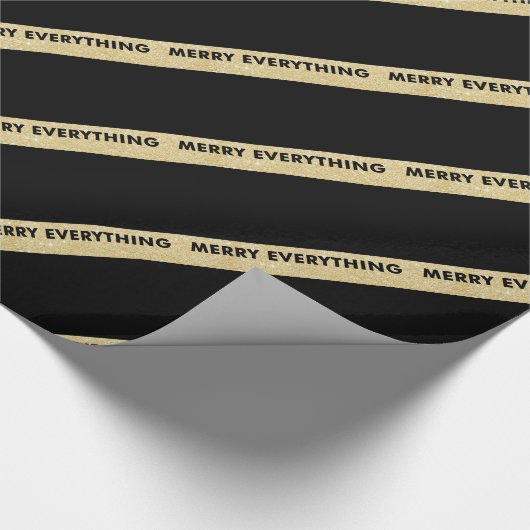 Merry Alles Faux Gold Glitter Stripes Holiday Cadeaupapier (Hoek)