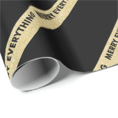 Merry Alles Faux Gold Glitter Stripes Holiday Cadeaupapier (Rol Hoek)