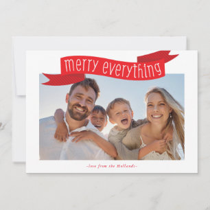 MERRY ALLES FOTO moderne familie banner rood Feestdagenkaart