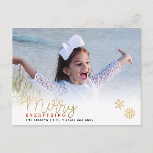 Merry Alles Gold Photo Holiday Briefkaart (Voorkant)