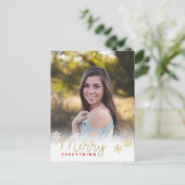 Merry Alles Gold Vertical Photo Holiday Briefkaart (Staand voorkant)