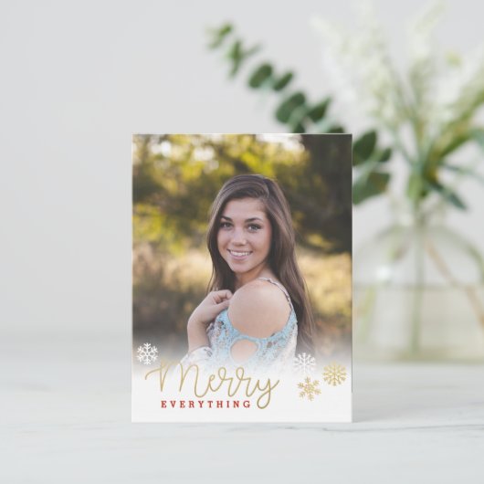 Merry Alles Gold Vertical Photo Holiday Briefkaart (Staand voorkant)