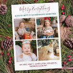 Merry Alles Grandouders 4 Fotokerstfeest Feestdagenkaart<br><div class="desc">Vrolijk alles, altijd blij bij oma en opa's! Vier je grootouders en geef deze kerst een speciaal cadeau met een op maat gemaakte fotocollage vakantiekaart. Deze unieke fotocollage grootouders kerstkaart is het perfecte cadeau met Kerstmis aan je grootmoeder en grootvader. Pas aan met vier van uw favoriete foto's. Personaliseer met...</div>