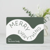 Merry Alles Groene Typografie Abstracte Curven Feestdagenkaart (Staand voorkant)