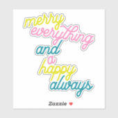 Merry Alles Happy altijd Mint Pink Holiday St. Sticker (Vel)