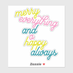 Merry Alles Happy altijd Mint Pink Holiday St. Sticker