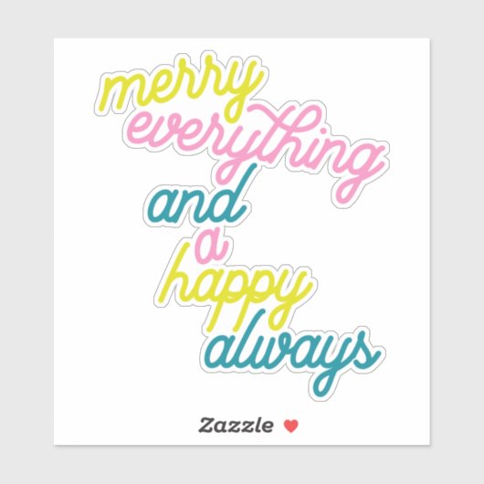 Merry Alles Happy altijd Mint Pink Holiday St. Sticker (Vel)