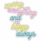Merry Alles Happy altijd Mint Pink Holiday St. Sticker (Voorkant)