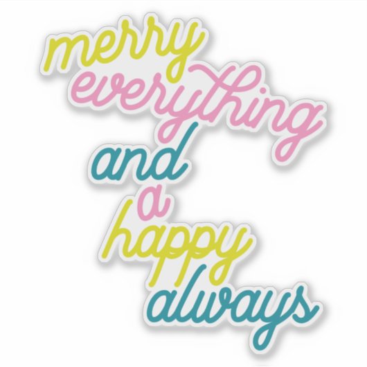 Merry Alles Happy altijd Mint Pink Holiday St. Sticker (Voorkant)
