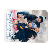 Merry Alles Happy Altijd Modern Trendy Blue Magneet (Horizontaal)