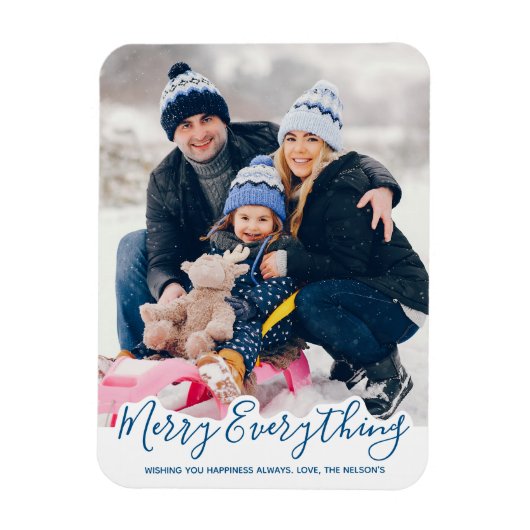 Merry Alles Happy Altijd Modern Trendy Blue Magneet (Verticaal)