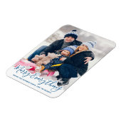 Merry Alles Happy Altijd Modern Trendy Blue Magneet (Linkerzijde)