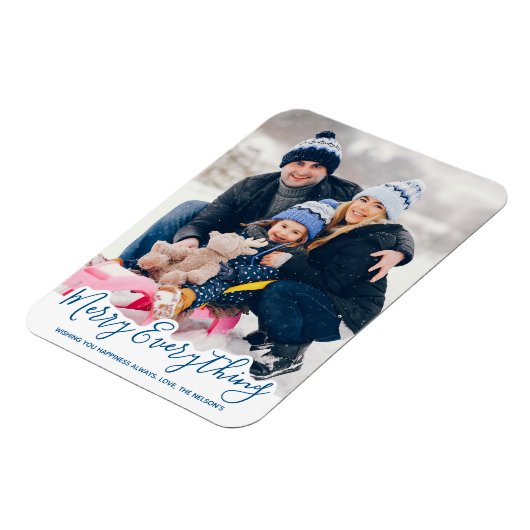 Merry Alles Happy Altijd Modern Trendy Blue Magneet (Linkerzijde)