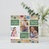 Merry Alles Happy Altijd Red Photo Collage Feestdagenkaart (Staand voorkant)