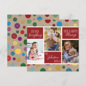 Merry Alles Happy Altijd Red Photo Collage Feestdagenkaart (Voorkant / Achterkant)