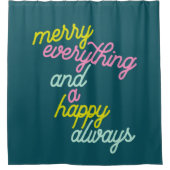 Merry Alles Happy Mint altijd Blauwgroen feestdag Douchegordijn (Voorkant)
