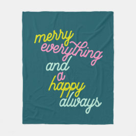 Merry Alles Happy Mint altijd Blauwgroen feestdag Fleece Deken