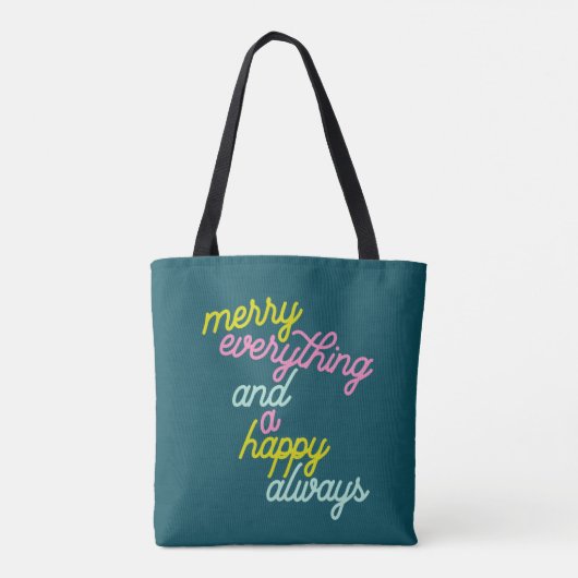 Merry Alles Happy Mint altijd Blauwgroen feestdag Tote Bag (Achterkant)