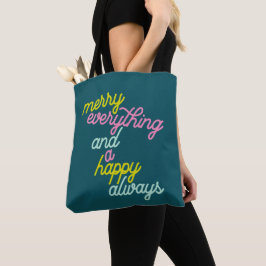 Merry Alles Happy Mint altijd Blauwgroen feestdag Tote Bag