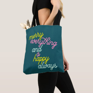 Merry Alles Happy Mint altijd Blauwgroen feestdag Tote Bag