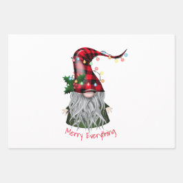 Merry Alles Holiday Gnome Inpakpapier Vel