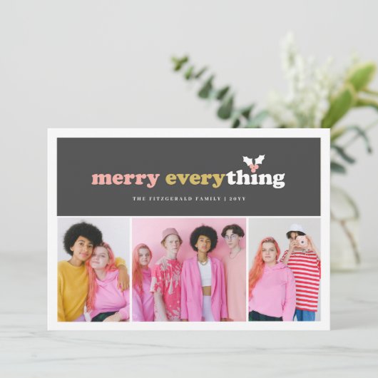 Merry Alles kleurenblokken 3 Foto Feestdagenkaart (Staand voorkant)