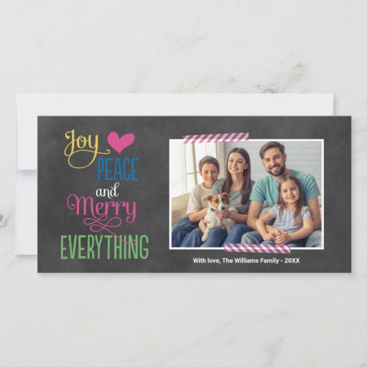 Merry Alles kleurig zwart-witbord Feestdagenkaart (Voorkant)