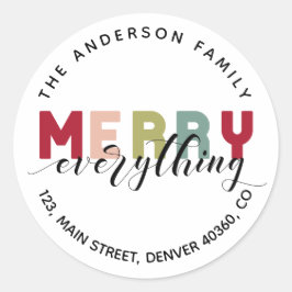 Merry Alles kleurrijke retour adreslabel Ronde Sticker