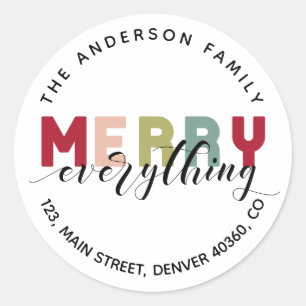 Merry Alles kleurrijke retour adreslabel Ronde Sticker