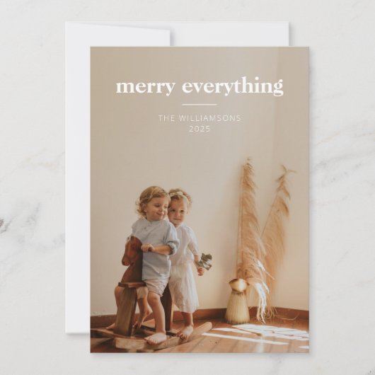 Merry Alles | Minimale Kerstmis met fotobedekking Feestdagenkaart (Voorkant)