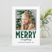 Merry Alles Modern Green Buffalo foto Feestdagenkaart (Staand voorkant)