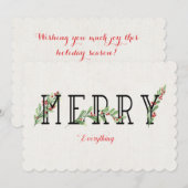 Merry Alles Modern Holly Greens en Berries Feestdagenkaart (Voorkant / Achterkant)