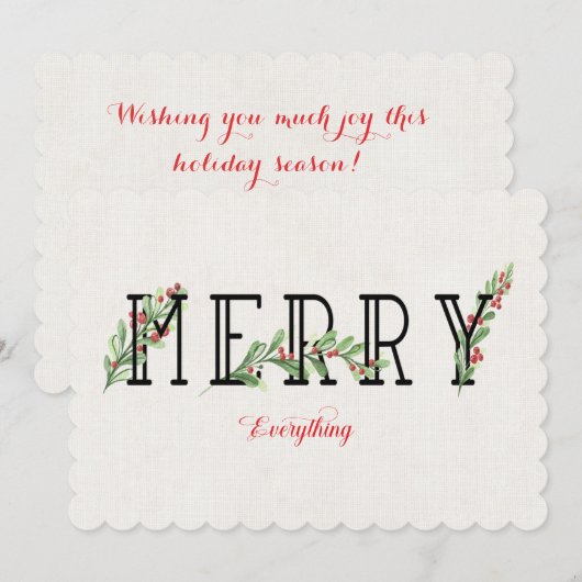 Merry Alles Modern Holly Greens en Berries Feestdagenkaart (Voorkant / Achterkant)