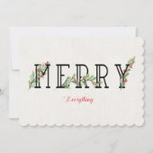 Merry Alles Modern Holly Greens en Berries Feestdagenkaart (Voorkant)