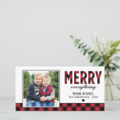 Merry Alles Modern Red Buffalo Pset Photo Feestdagenkaart (Staand voorkant)