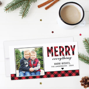 Merry Alles Modern Red Buffalo Pset Photo Feestdagenkaart