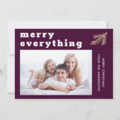 Merry Alles Modern Rich Plum Photo Feestdagenkaart (Voorkant)
