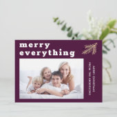 Merry Alles Modern Rich Plum Photo Feestdagenkaart (Staand voorkant)