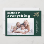 Merry Alles Modern Spruce Green Foto Feestdagenkaart (Voorkant)