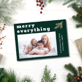 Merry Alles Modern Spruce Green Foto Feestdagenkaart