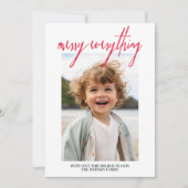 Merry Alles Moderne Kerstmis 1 Foto Rood Feestdagenkaart (Voorkant)