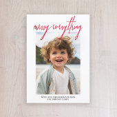 Merry Alles Moderne Kerstmis 1 Foto Rood Feestdagenkaart