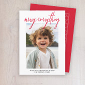 Merry Alles Moderne Kerstmis 1 Foto Rood Feestdagenkaart