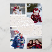 Merry Alles Nordic Pine 4 Photo Silver Folie Feestdagenkaart (Voorkant)