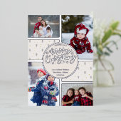 Merry Alles Nordic Pine 4 Photo Silver Folie Feestdagenkaart (Staand Voorkant)