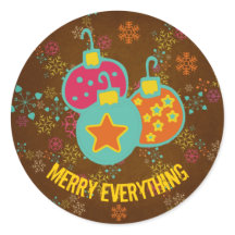 Merry Alles Ornamenten Holiday Round Sticker