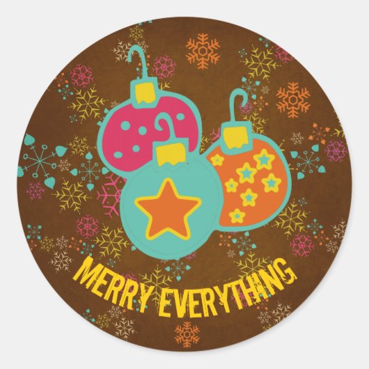 Merry Alles Ornamenten Holiday Round Sticker (Voorkant)